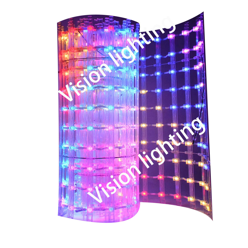 Schermo di visualizzazione pubblicitario a led per esterni RGB WS2811 Pixel Grid Wall Mesh Lights