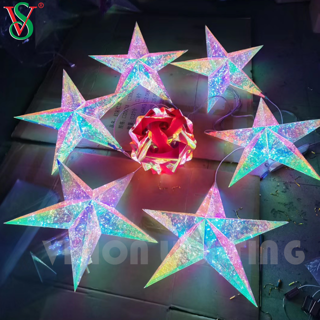 Lampada a forma di stella a sfera in PVC a LED con ciondolo a forma di fata natalizia per la decorazione da appendere all'albero all'aperto