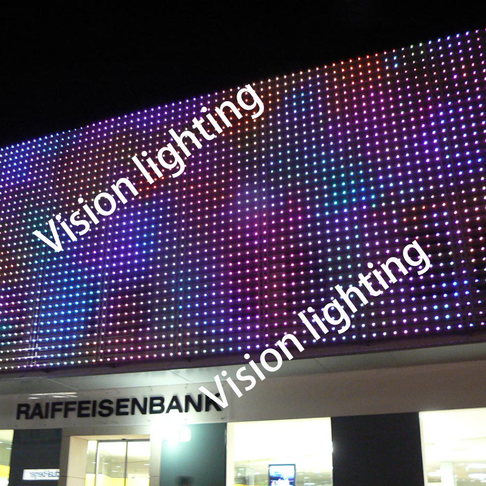 Schermo di visualizzazione pubblicitario a led per esterni RGB WS2811 Pixel Grid Wall Mesh Lights
