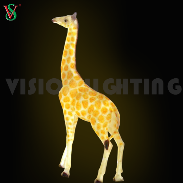 Scultura di giraffa leggera in resina di vetroresina Animale illuminato per la decorazione dello zoo del parco all'aperto