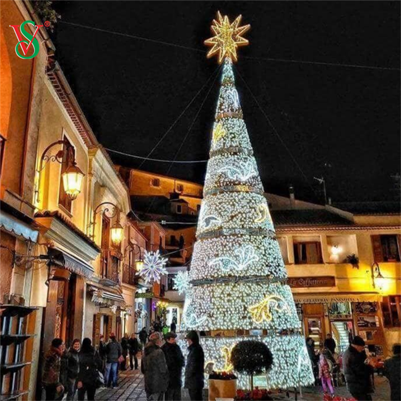 Grande albero di Natale a cono di luce a LED 3D per la decorazione del centro commerciale