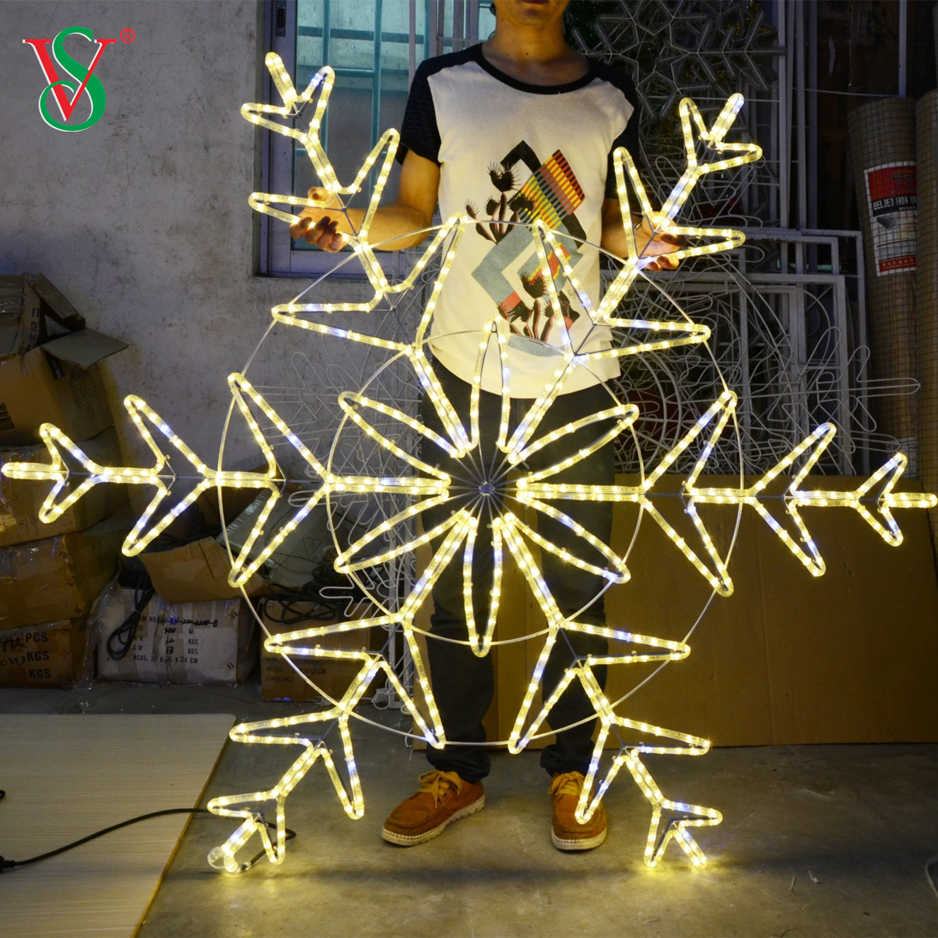 Luci a fiocco di neve a LED 2D animate dal design personalizzato per la decorazione natalizia