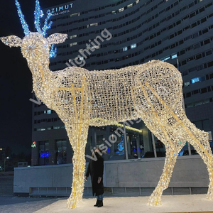 Decorazioni natalizie per esterni Motivo di scultura 3D Luce di cervo a led per animali giganti personalizzati