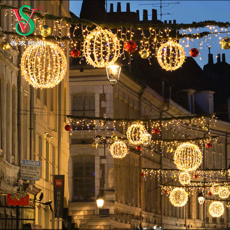 Lampada a sfera di ghirlanda di ghirlanda a corda di ghirlanda sfera a sfera pieghevole motivi a sfera per l'illuminazione della decorazione del centro commerciale