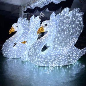Decorazione di illuminazione della struttura del cigno illuminata in 3D per decorazioni del paesaggio esterno