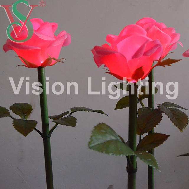 IP65 artificiale di alta qualità Uso paesaggistico Inserto decorativo natalizio con luce artificiale a forma di fiore di rosa