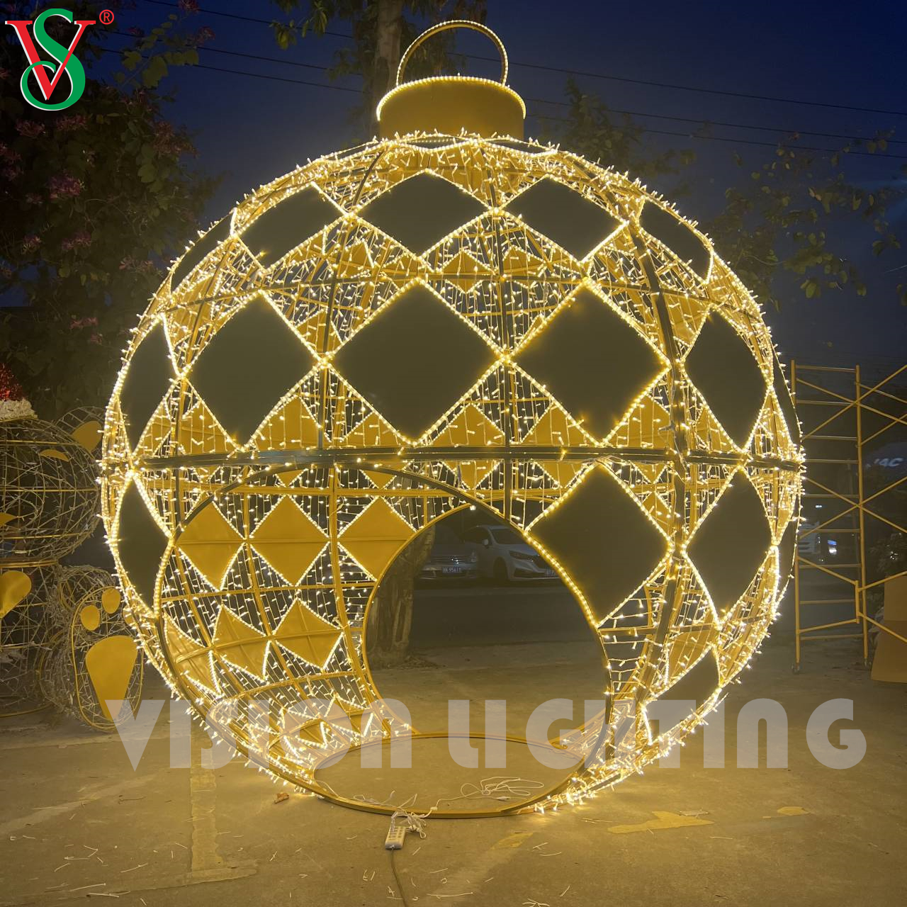 Sfera illuminata in 3D Sfera di Natale Giant Round Arch Ball Forme DECORAZIONE PER STREETTA OUTDOOR
