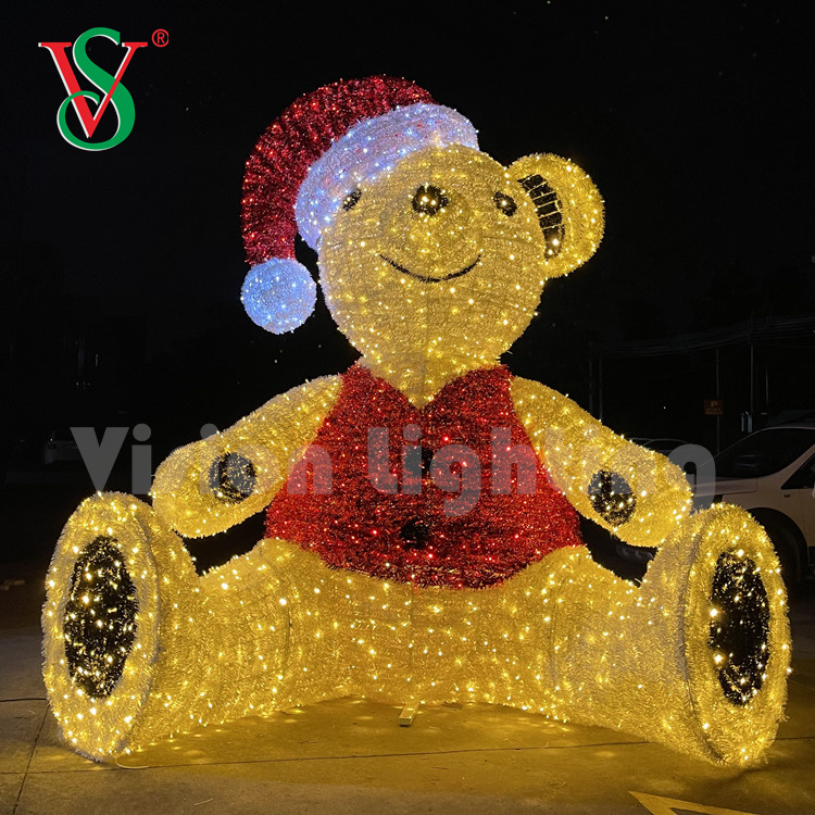 Orso esterno LED Light Giant Giant 3D Scultura orsacchiotto Orso Motivo per il centro commerciale