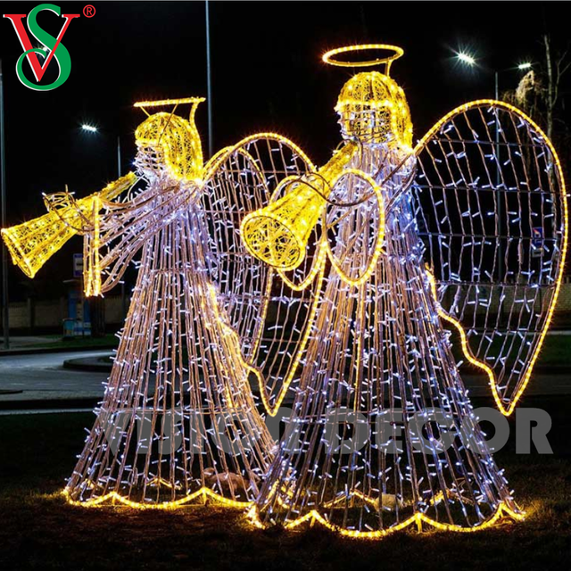 Decorazioni per le fate di Natale Luci per esterni con motivi per sculture di angeli 3D per l'arredamento di Plaza Street Hotel