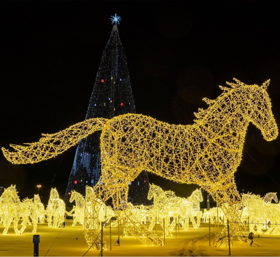Scultura a cavallo animale illuminato in 3D con luce a corda per la decorazione per esterni di Zoo Garden Park