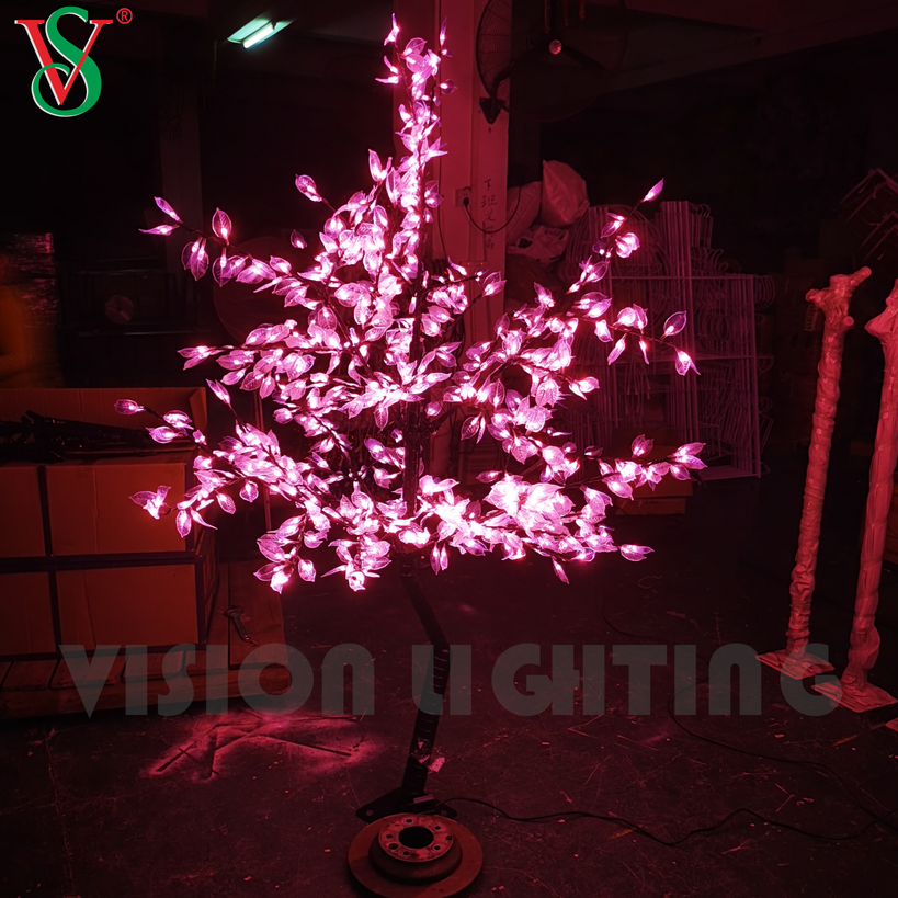 Romantico albero di fiori di ciliegio artificiale a LED rosa per la decorazione del paesaggio del giardino del parco