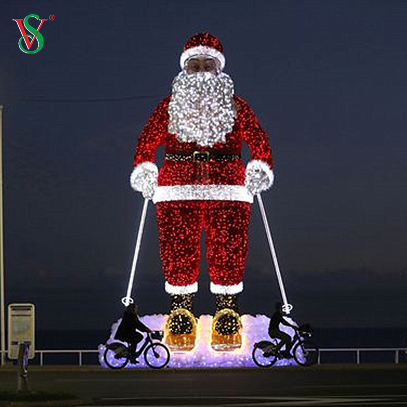 Outdoor 3D Skiing Setting Babbo Natale Motivi Luci per le vacanze di Natale