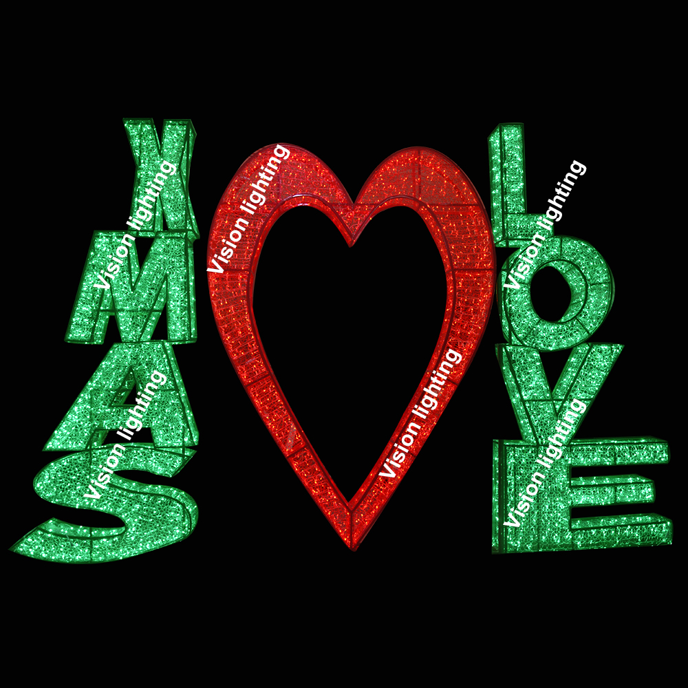 Decorazione per esterni Paesaggio IP65 La scultura 3D di alta qualità ha condotto la luce della lettera del motivo delle vacanze di Natale