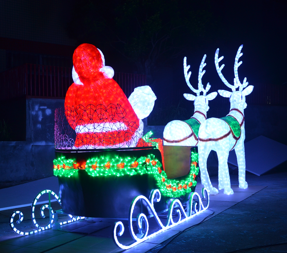 Moto di strada da giardino all'aperto Renna acrilica Babbo Natale con luce di decorazione slitta