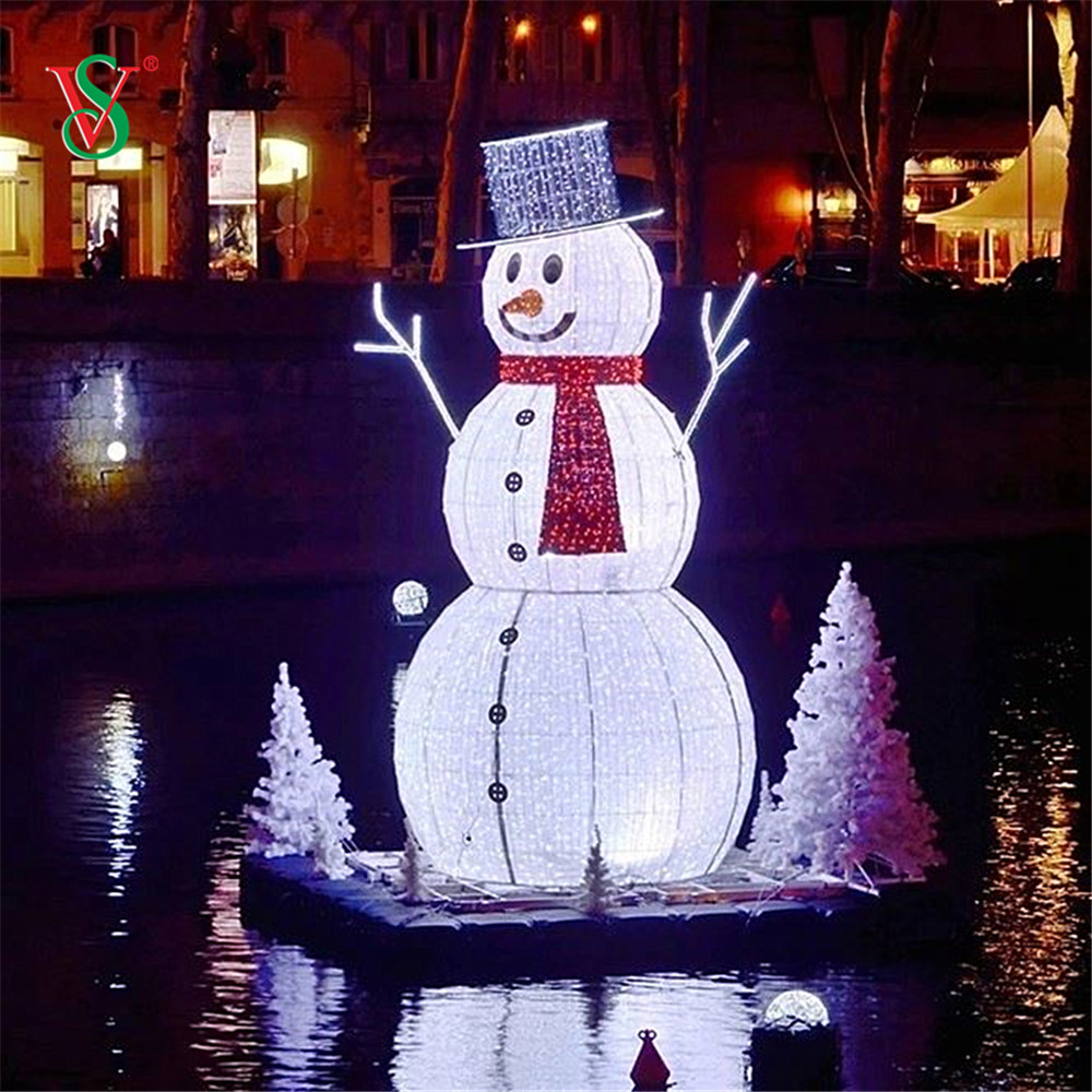 Grande pupazzo di neve 3D a LED per la decorazione esterna delle vacanze di Natale