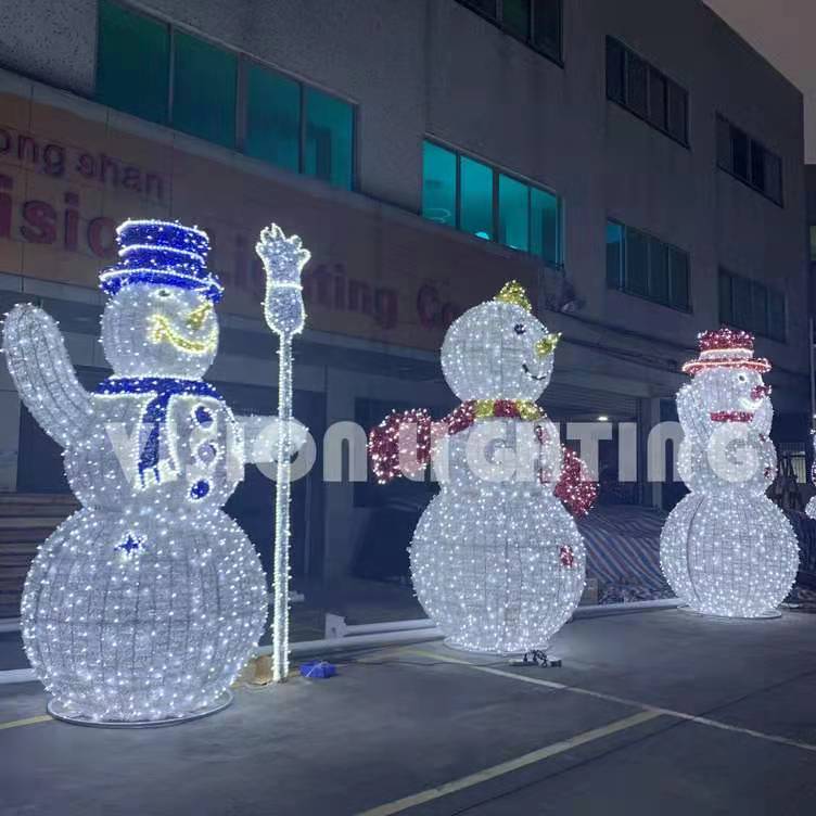 La statuetta 3D all'aperto personalizzata ha illuminato le luci della scultura a led del pupazzo di neve di Babbo Natale