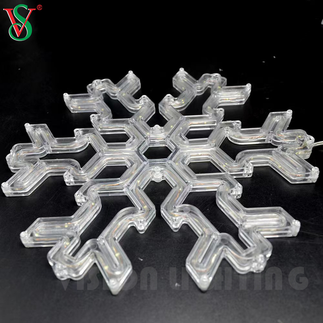 Ornamenti appesi per decorazioni natalizie per esterni luci acriliche con motivo a fiocco di neve
