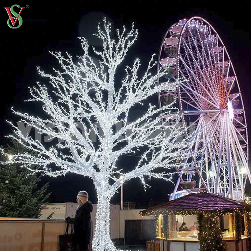 Luci natalizie decorative con ramoscello bianco, motivo 3D, albero con ghirlanda a LED