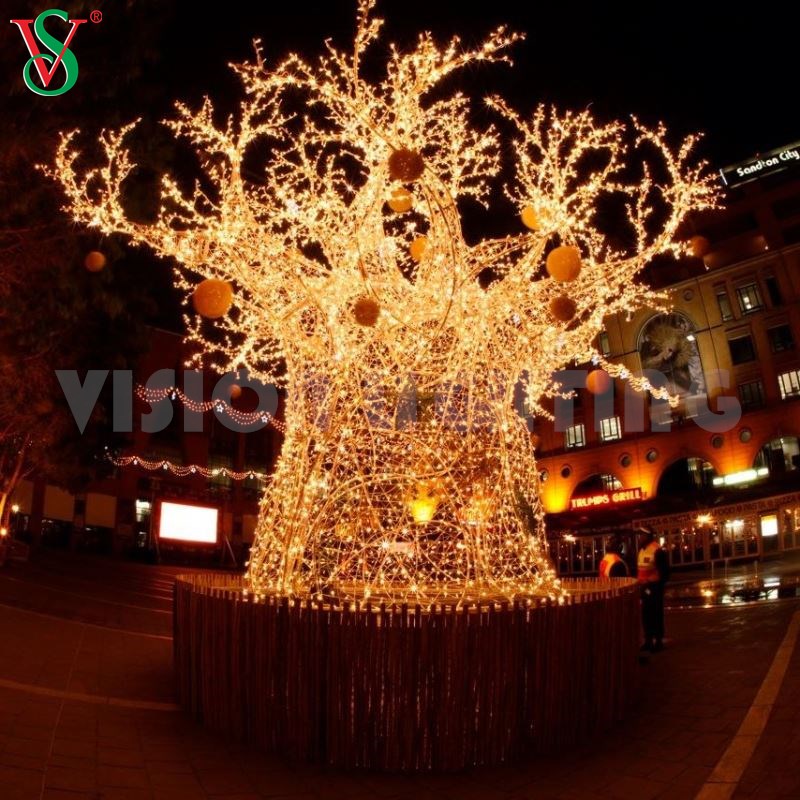 Luci natalizie decorative con ramoscello bianco, motivo 3D, albero con ghirlanda a LED