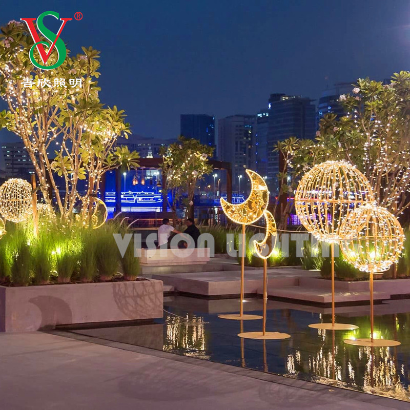 Lampada a sfera di ghirlanda di ghirlanda a corda di ghirlanda sfera a sfera pieghevole motivi a sfera per l'illuminazione della decorazione del centro commerciale