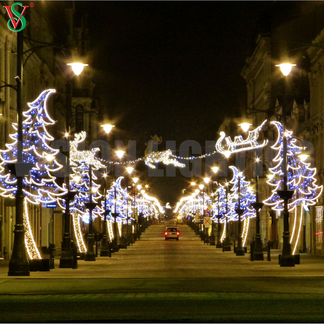 Natale Led Street Decoration Illuminazione stradale 2D Attraverso luci a motivi stradali per l'illuminazione della città
