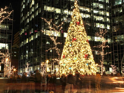 Luce dell'albero di Natale nell'area pubblica all'aperto