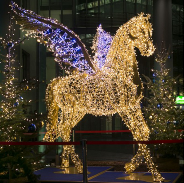 Scultura a cavallo animale illuminato in 3D con luce a corda per la decorazione per esterni di Zoo Garden Park